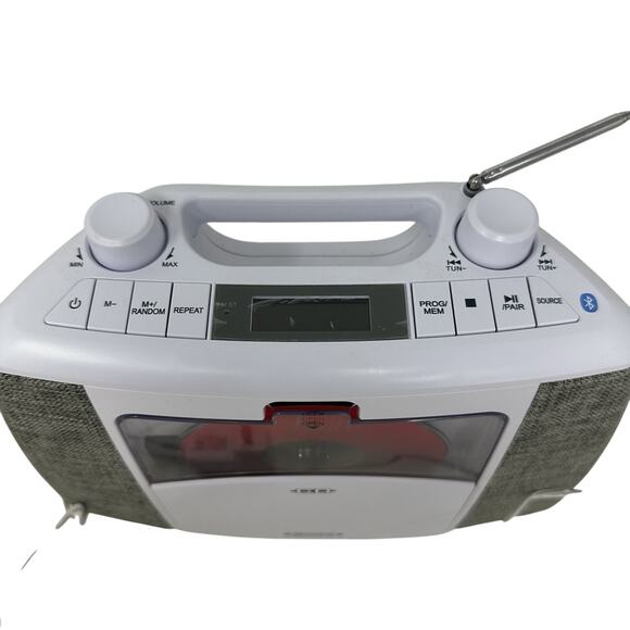 JENSEN CD-565 Portable Bluetooth CD FM Radio White w/CD AC Adapter - Picture 4 of 7
